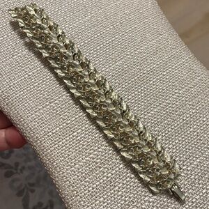Vintage Kramer bracelet for women, silver-plated with grape leaf design